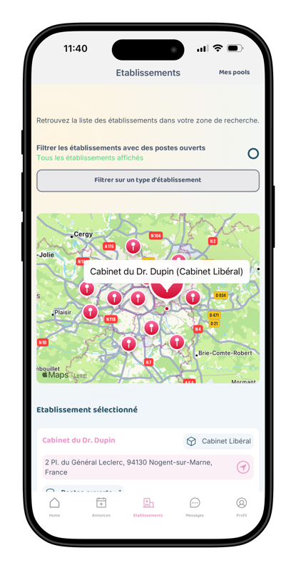 App Hoppi - Carte des établissements
