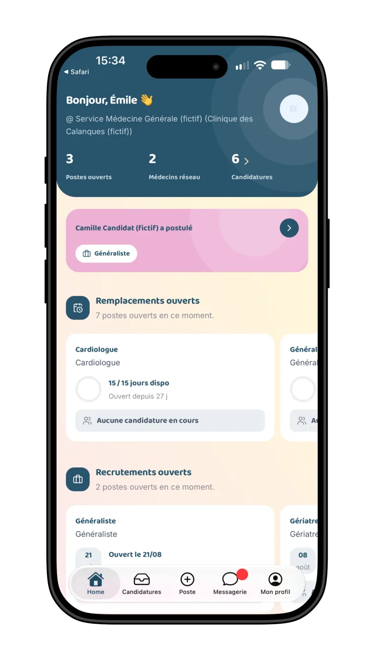 Votre espace établissement : remplacements et recrutements ouverts