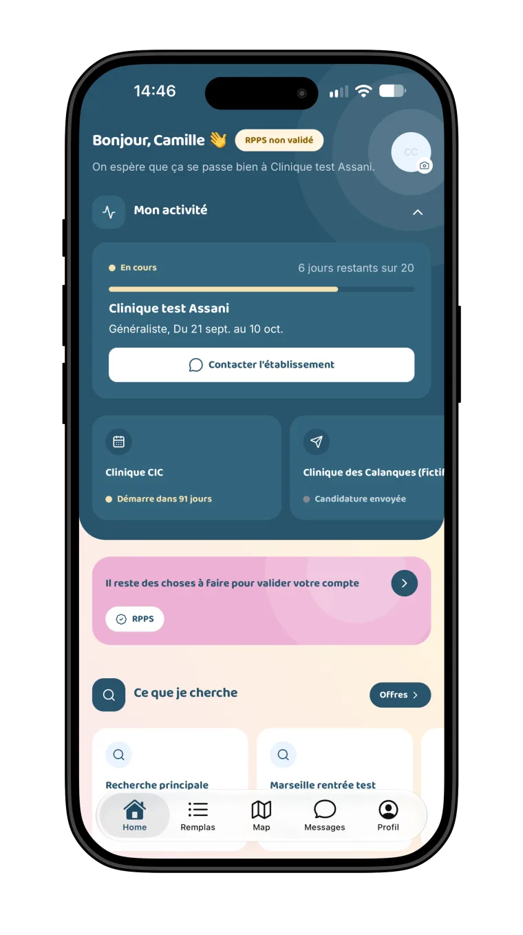 Accueil de l'app Hoppi